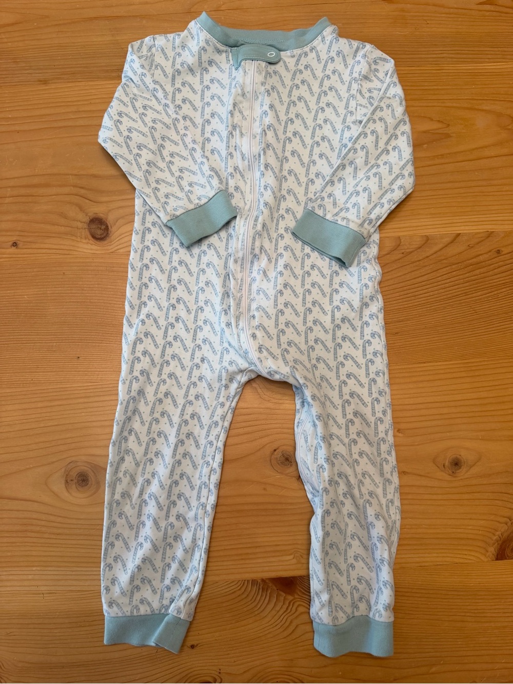 Baby One-Piece Zip Footless Christmas Pajamas in Light Blue
